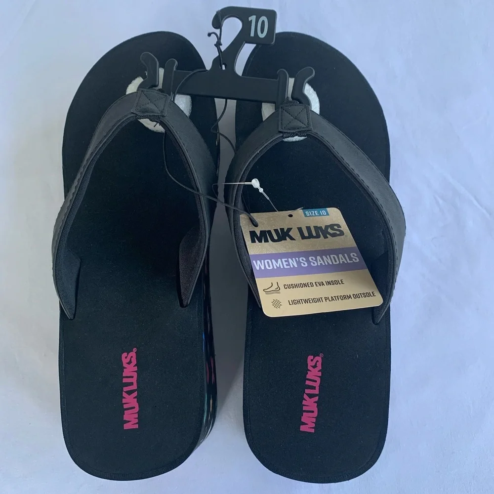 Muk Luks Printed Flip Flop Wedge size 10 - Picture 4 of 9